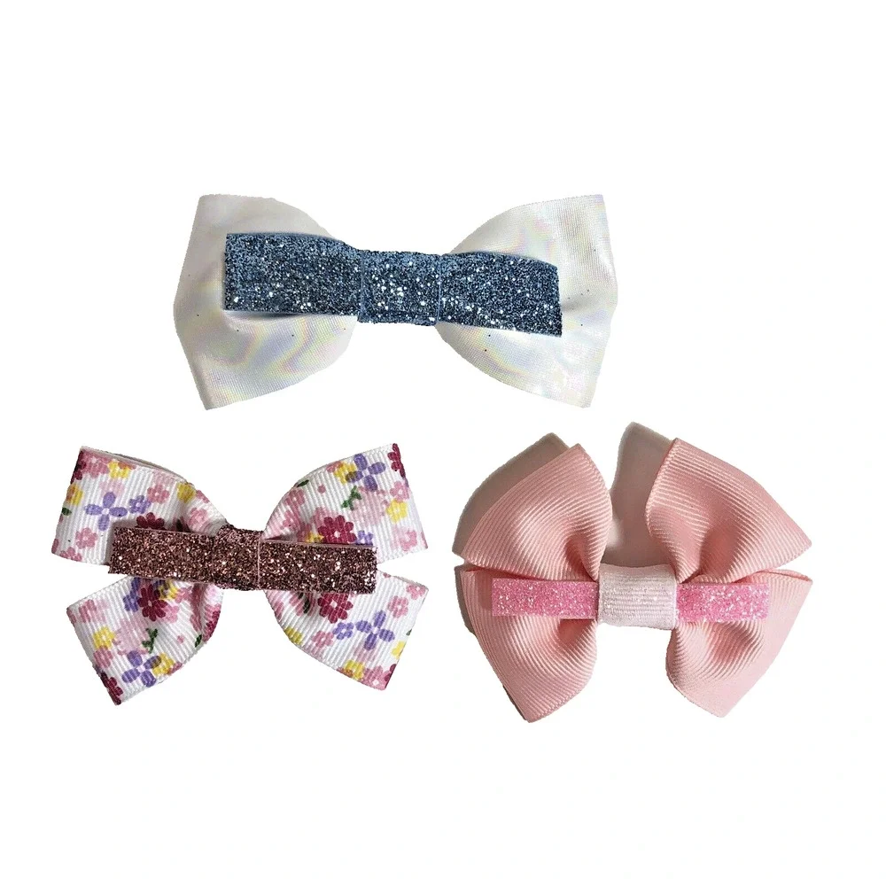 Hair Clip Barrette Lot Ribbon Bow Pastel Trendy New Coquette Glitter Flower Holo